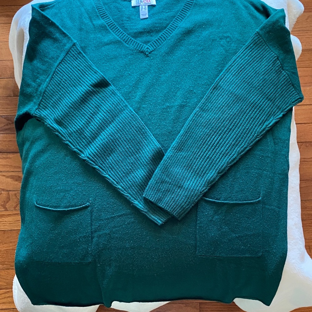 Elegant Teal V-Neck Sweater for Women